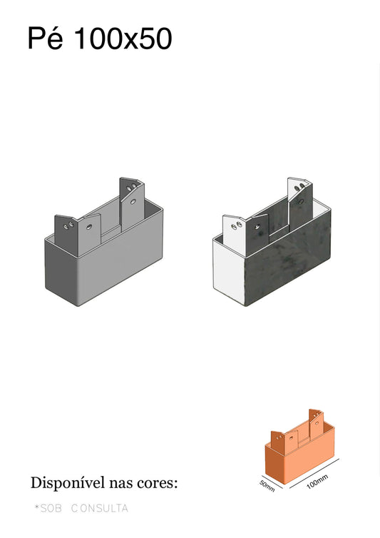 Pé Quadrado 100x50mm